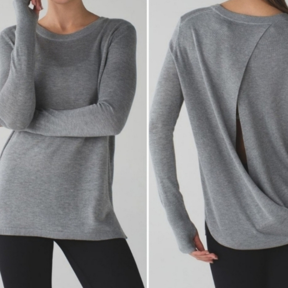 Lululemon Bring It Backbend Open Back Crew Neck Knit Pullover